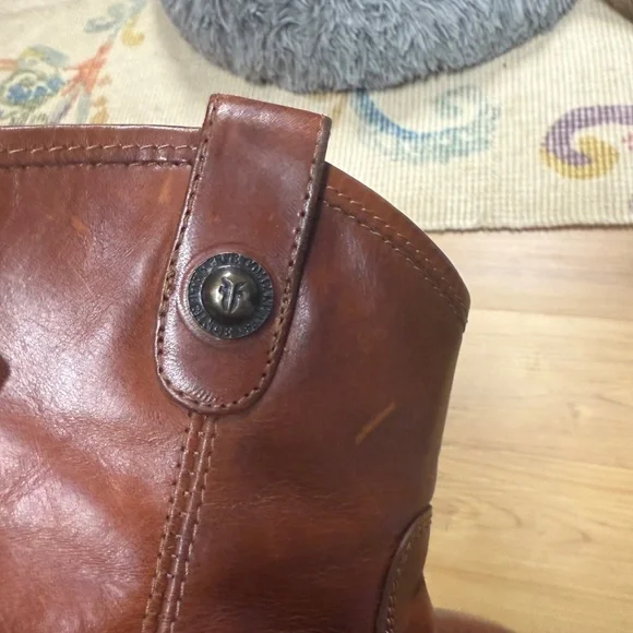 FRYE Women's Melissa Button Short Boot Booties Sz US 6 B Brown Leather - Picture 6 of 16